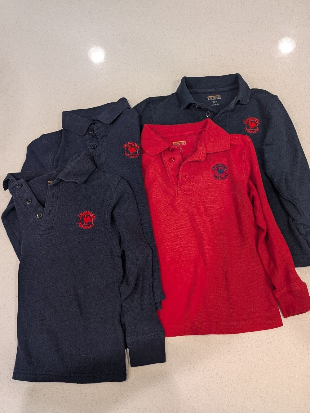 Bundle Of 4 Long Sleeve Primrose Uniform Polo Shirts